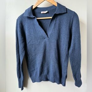 FAHERTY Jackson Sweater Polo Shirt Heather Blue Collared Comfy Cozy Fall XS